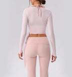 Yoga Sport Shirt Blouses Pilates Crop Top Fitness Women's Long Sleeve T-shirt Tees Sweatshirt Sportswear Woman Gym Yoga Clothes