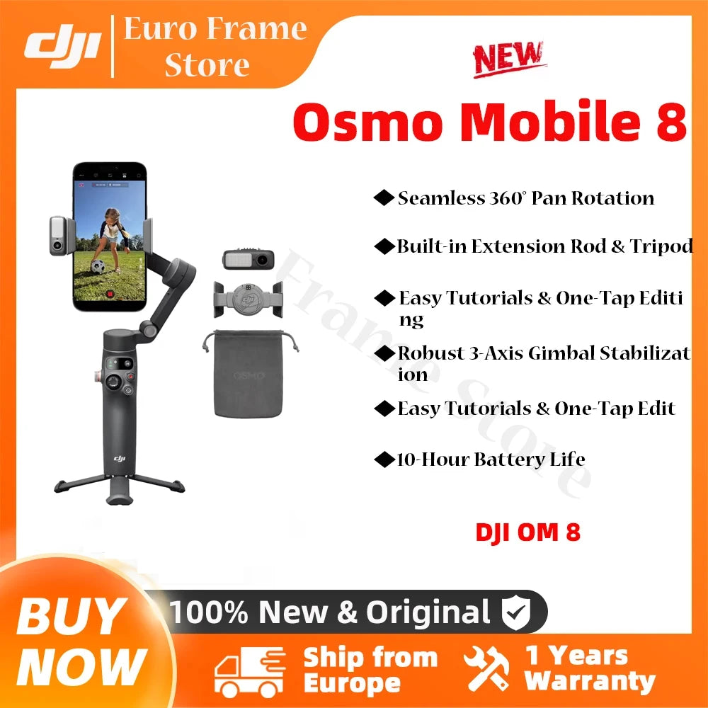 DJI OM8 Osmo Mobile 8 Smartphone Gimbal Stabilizer 3 Axis Mobile Phone Gimbal Original Brand New OM8
