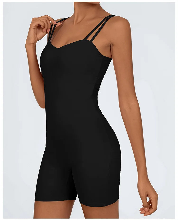 Greenora Women's Workout Romper Sexy Backless Yoga Jumpsuit Slim Fit Bodysuit Fitness Activewear Sleeveless Sportswear One Piece
