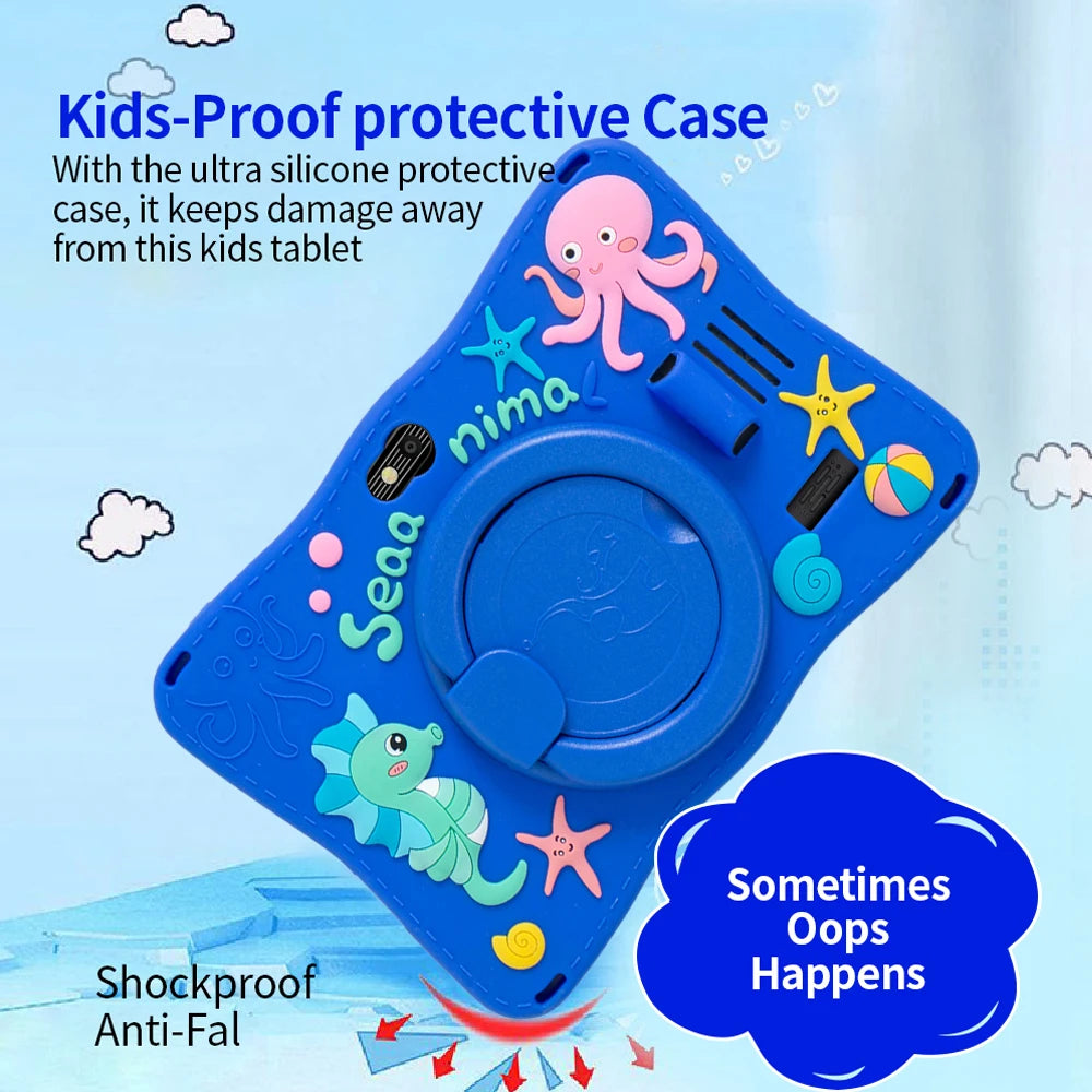 BDF Tablet for Kids 7 Inch Android 11 System 32 GB WiFi Bluetooth Dual Camera Educational Software Installed with Proof Case