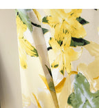 Yellow Floral Printing Chiffon Stand Collar Lantern Sleeve Pullover Women's Blouse Shirt Casual Female Clothing Tops Fashion