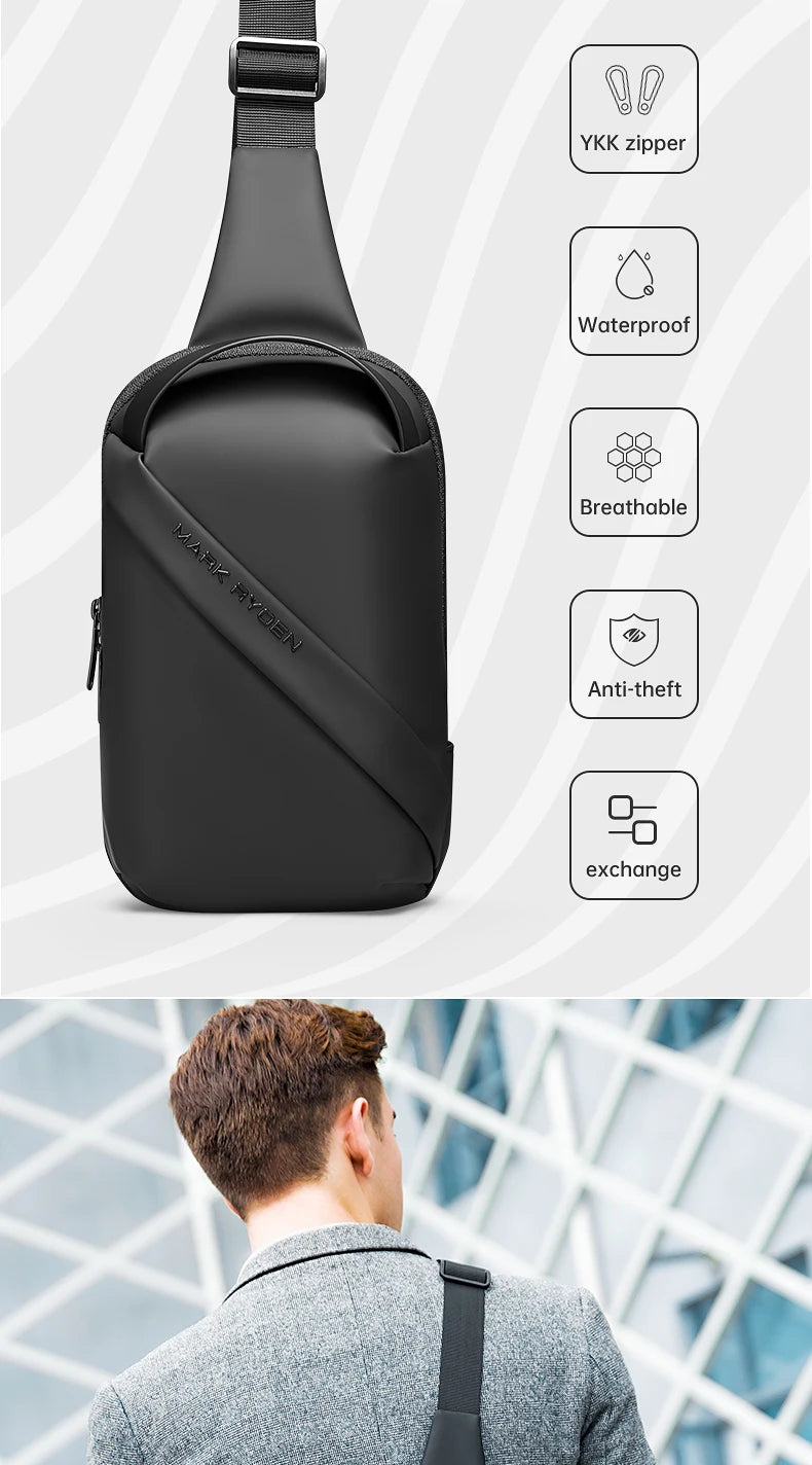 Mark Ryden Men Bag Oxford Sling bag 7.9 inch Male Chest Bag Crossbody Bag For Man Moto Biker Shoulder Bags Black New Fashion Bag