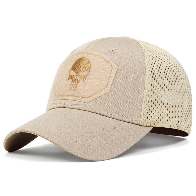 Skull Tactical Airsoft Cap Adjustable Breathable Sun Visor Trucker Hat Mesh Hunting Hiking Snapback Baseball hats gorra