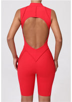 Women's Yoga Jumpsuit Hip Lift Sports Fitness Removable Padding Backless Zipper Leggings One-Piece Running Workout Gym Jumpsuit