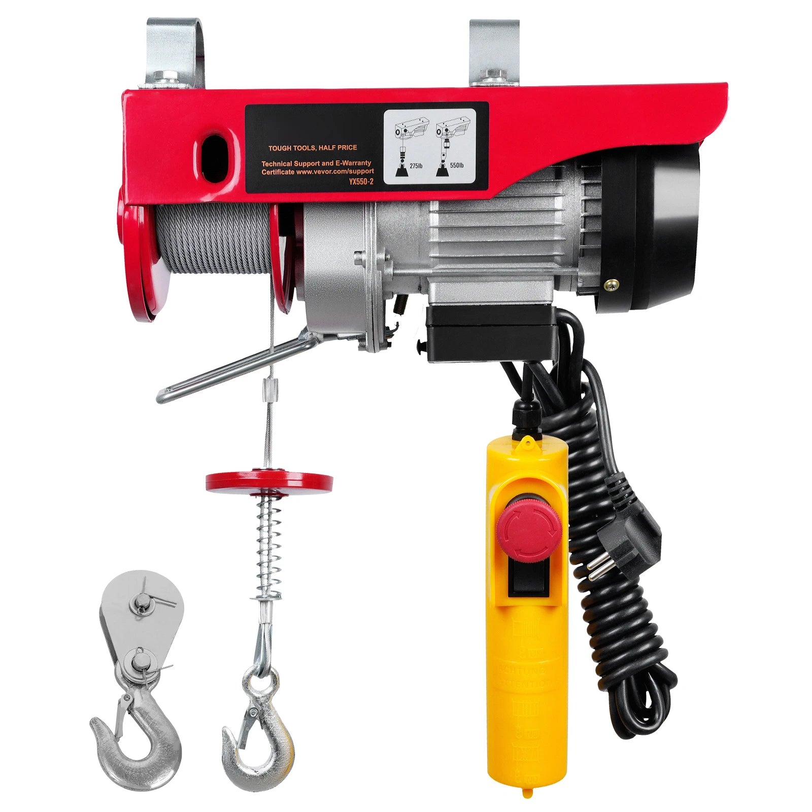SucceBuy 250kg Electric Hoist Crane Portable Lifter Overhead Garage Winch with Wired/Wireless Remote Control for Car Garage Boat Main image