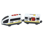 Magnetic Electric Train Car Locomotive Wooden Track Slot Diecast Railway With Two Carriages Train Wood Kid Toy Biro Leduo Track