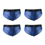 4pcs LORIEN CREST ice silk Men's underwear seamless ultra-thin double-layer crotch breathable men's briefs mid-waist sexy&light