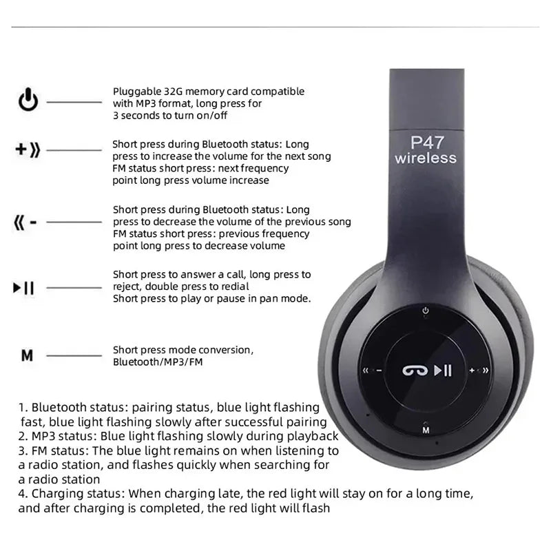 Lenovo Multifunctional Portable Foldable Headmounted Wireless Bluetooth 5.0 Headset For Bluetooth connection Wired Connection
