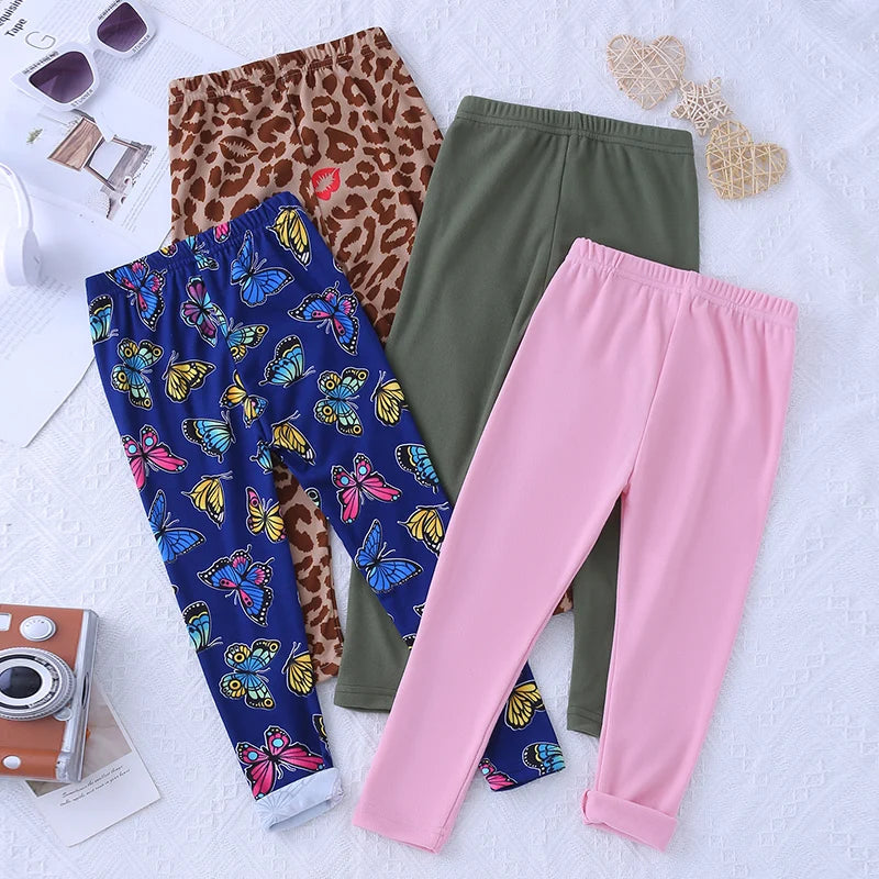 3/4-piece Autumn/Winter Children's Multi-color Combination Fashionable Slim Fit Leggings For Girls Sports And Casual Warm Pants