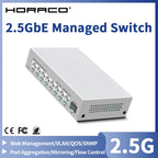 HORACO 2.5GbE Managed Switch 8 Port 2.5GBASE-T Network Switcher 10G SFP+ Slot Uplink Web Managed Hub Internet Splitter Fanless