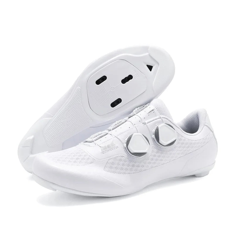 Speed Cycling Sneaker Men's Road Cycling Shoes Cleat Shoes Spd Shoes Cycling Flat Pedal Shoes Man Bike Outdoor Footwear White Main image