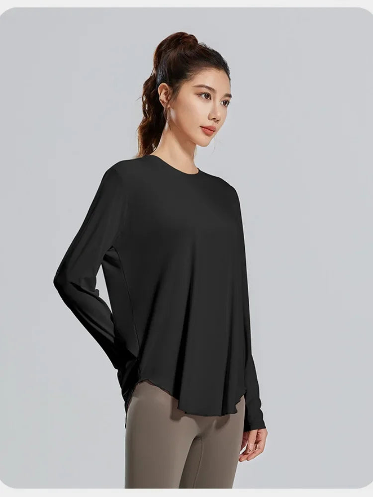 STOUREG Yoga Cover Up, Breathable Sportswear, Loose Fitness Shirt, Plus Size Workout Tops, Summer Cooling T-shirt