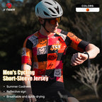 X-TIGER Summer Men's Cycling Jersey Short Sleeve Slim Fit GRAFFITI ART STYLE Breathable Maillot for Mountain Road Bike Pro