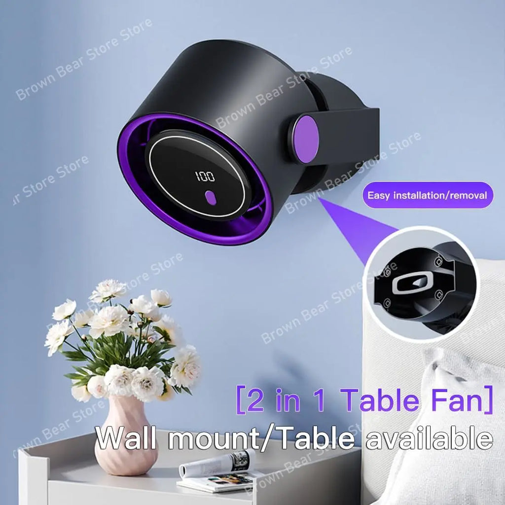 100 Level Bladeless Fan Portable Small Usb Charge Silent Desktop Digital Display High-speed Circulating Cooling Fan