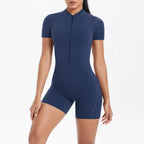 Zipper Gym Jumpsuit Short Women Yoga Sets Sports Outfits Female Yoga Overalls Workout Clothes Fitness Suit Woman's Tracksuit