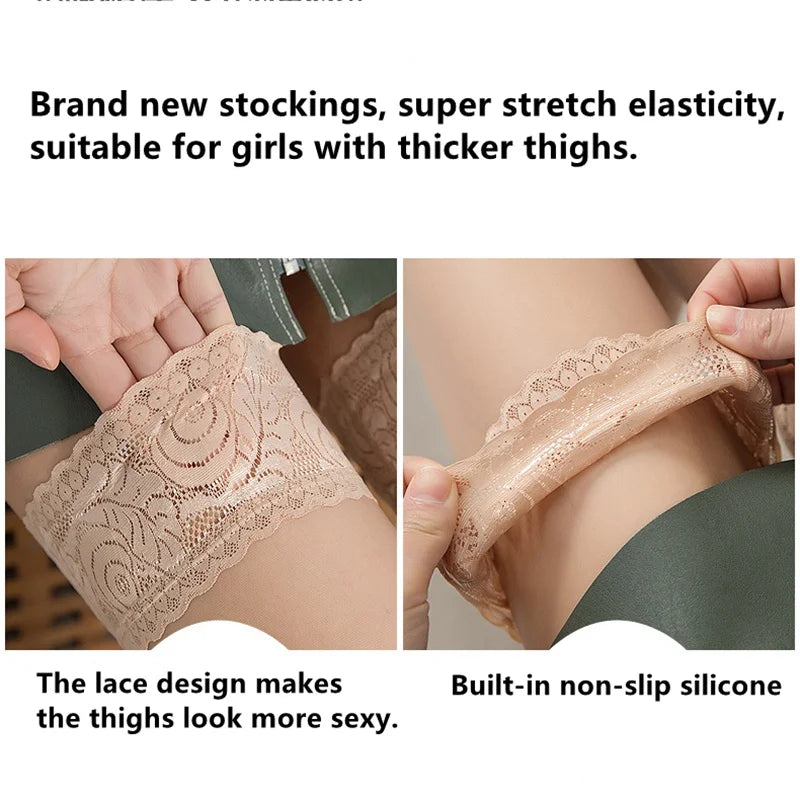 2026new Over Knee Thigh High Stockings Anti-slip Plus Size Black Oversized Fishnet Long Lace Socks for Women XXL Spring Summer