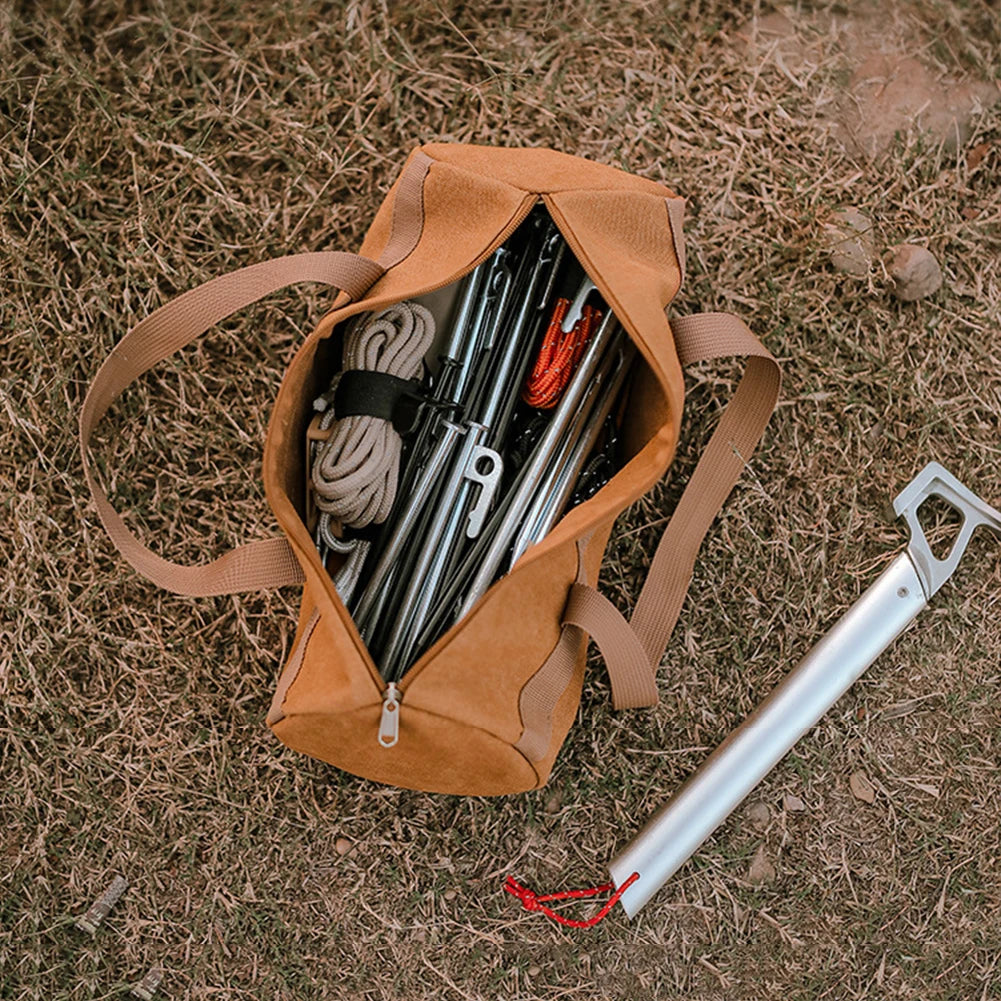 Camping Tools Storage Bag Large Capacity Cylinder Tent Stake Bag Lightweight Tent Peg Ground Nail Holder Bag for Outdoor Camping Main image