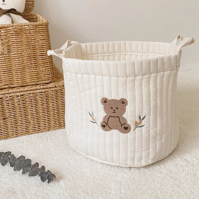 Cute Bear Embroidery INS Baby Bag Diaper Bag Caddy Nappy Cart Mummy Maternity Bag for Newborn - Storage Organizer for Toys And D Main image