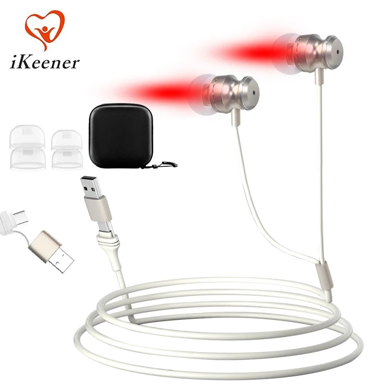 Tinnitus Infrared Ear Plugs USB Type-C 650nm Red Light LLLT Irradiation Ear Therapy Device for Otitis Media Deafness Health Care