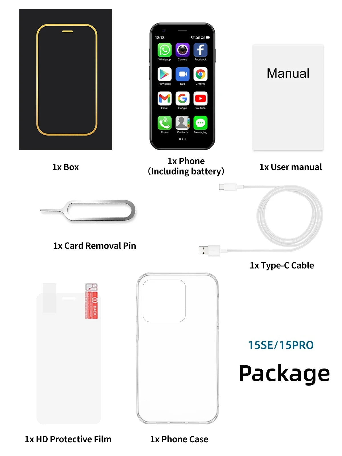 SERVO 15SE Mini Smartphone 3G WCDMA WiFi Hotspot Android OS Play Store WhatsAPP 2GB+16GB 2 SIM Card 3.0" Super Small Smart Phone