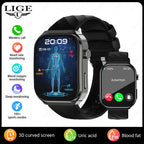 LIGE 2026 New AI Healthy Diagnose Smart Watch Blood Lipid Uric Acid Bluetooth Call Blood Pressure Health Smartwatch Men Women