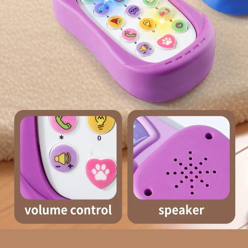 Puzzle early education music mobile phone cartoon simulation flip phone baby toy 61 children's gift English