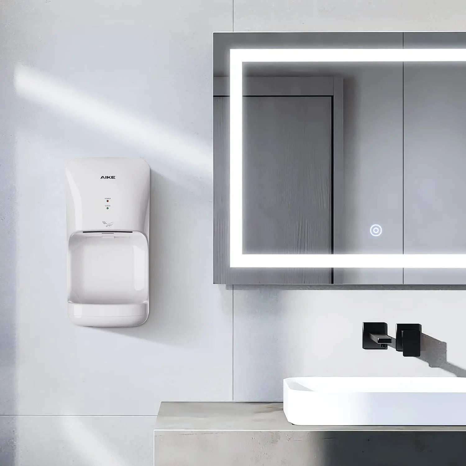 AIKE Automatic Hands Dryer with Drip Tray Wall Mounted High Speed Drying Machine 10-15s Quick Dry Hands Model AK2632 1400-1650W