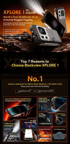Blackview XPLORE 1 Outdoor Mobile Phone, 5G Waterproof Rugged Smartphone Android 15, 6.78'' 2.4K Display, 16GB+512GB, 20000mAh