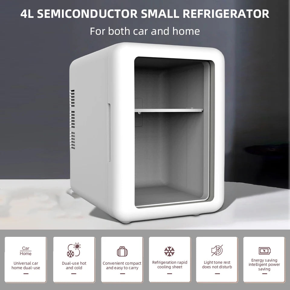 E-ACE 4L Car Refrigerator Mini Fridge Freezer Car & Home Use Portable Compressor Cooler Ice Box for Camping Summer Essential