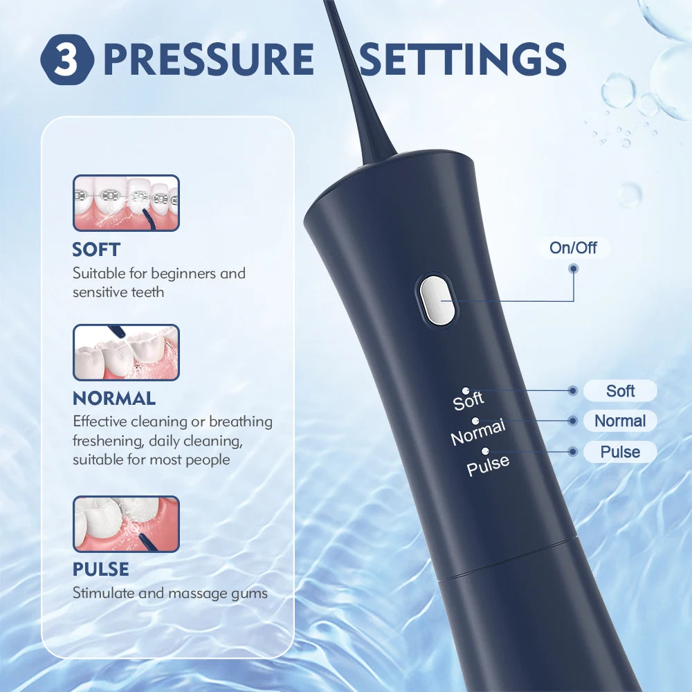 Sejoy Portable Electric Oral Irrigator Dental Water Flosser 6 Jets 3 Modes Rechargeable Smart Dental Water Jet Teeth Cleaner