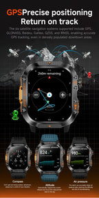 2025New GPS Smart Watch For Xiaomi IOS Military Compass Flashlight Smartwatch Men 10ATM Waterproof 100+Sport Modes BT Call Watch