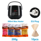 500ML Wax Heater Set For Body Hair Removal Unisex / Black And White Color Electric Display Screen Wax Heater / 200g Wax Beans