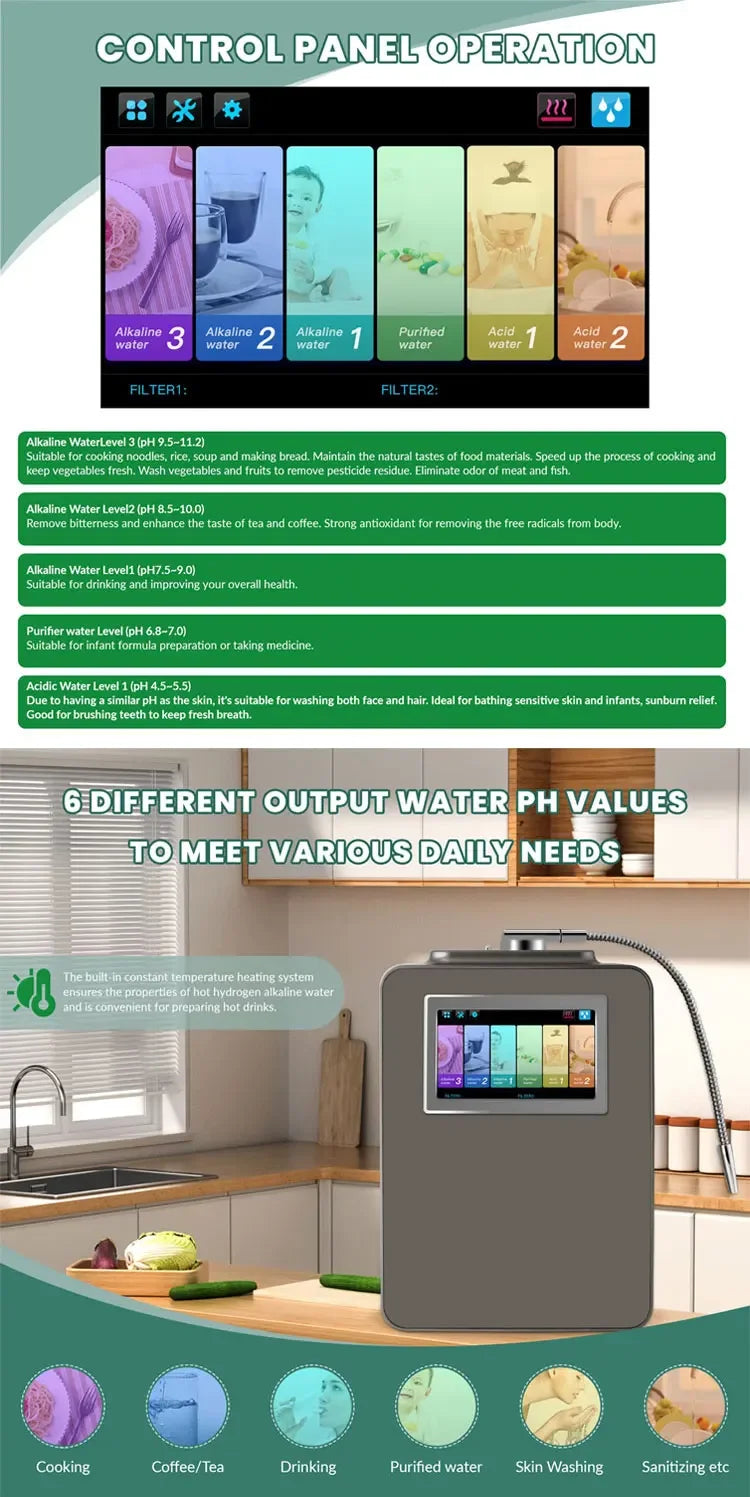Wholesale PH 2.5-11.2 Platinum Coating 11 Plates Alkaline Water Ionizer Water Treatment Appliances Japan Kangen Water Dispenser