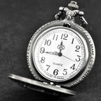 Vintage steampunk handsome dragon group carved quartz pocket watch necklace pendant clock chain men's and women's gifts