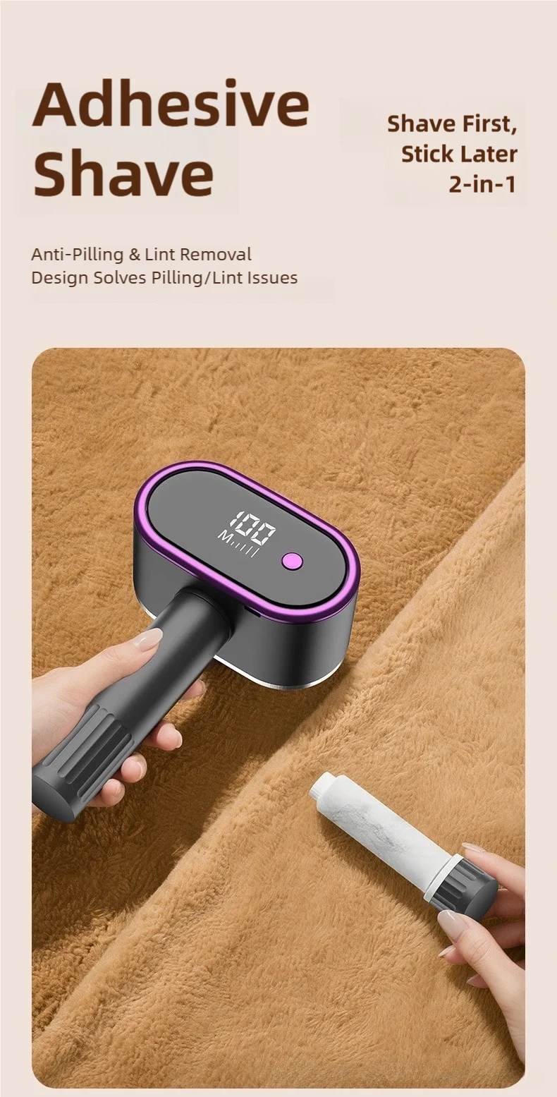 TINSOL Dual-Head Electric Lint Remover Digital Display Lint Remover Multi-Functional Clothing Sweater Lint Remover