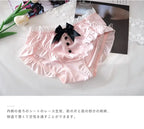 YUQI Kawaii Japanese Lolita Lingerie Set - Cute Bow Bra Cover & Panties for Small Chest, Pure Sexy Teen Girl Charm XS-S Cup Bra