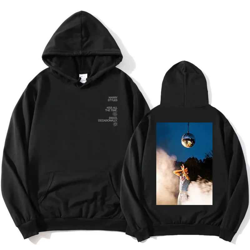 HarryStyles KISS ALL THE TIME. DISCO, OCCASIONALLY.  Hoodies Album Design Graphic Print Sweatshirts Women Clothing Fleece Hoodie