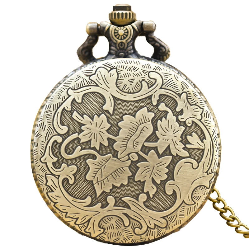 Vintage steampunk handsome dragon group carved quartz pocket watch necklace pendant clock chain men's and women's gifts
