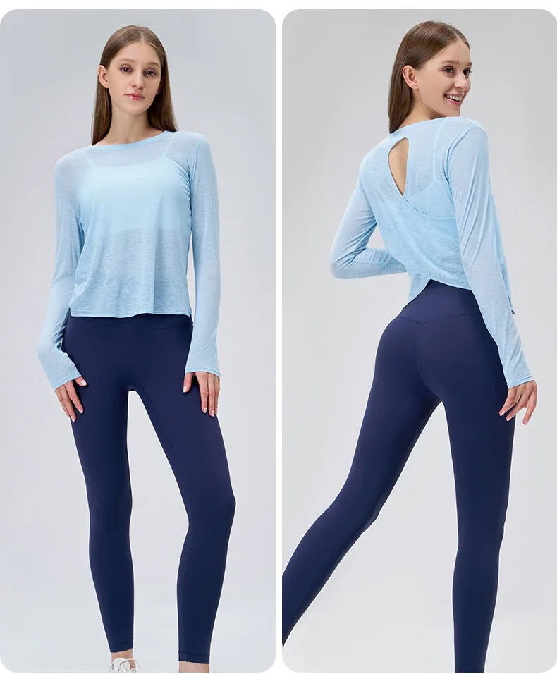 Yoga Suit Women's Long-sleeved Shirts Beautiful Back Sports Suit Tops Slim Loose Blouse Pilates Fitness Gym Suit Running Clothes
