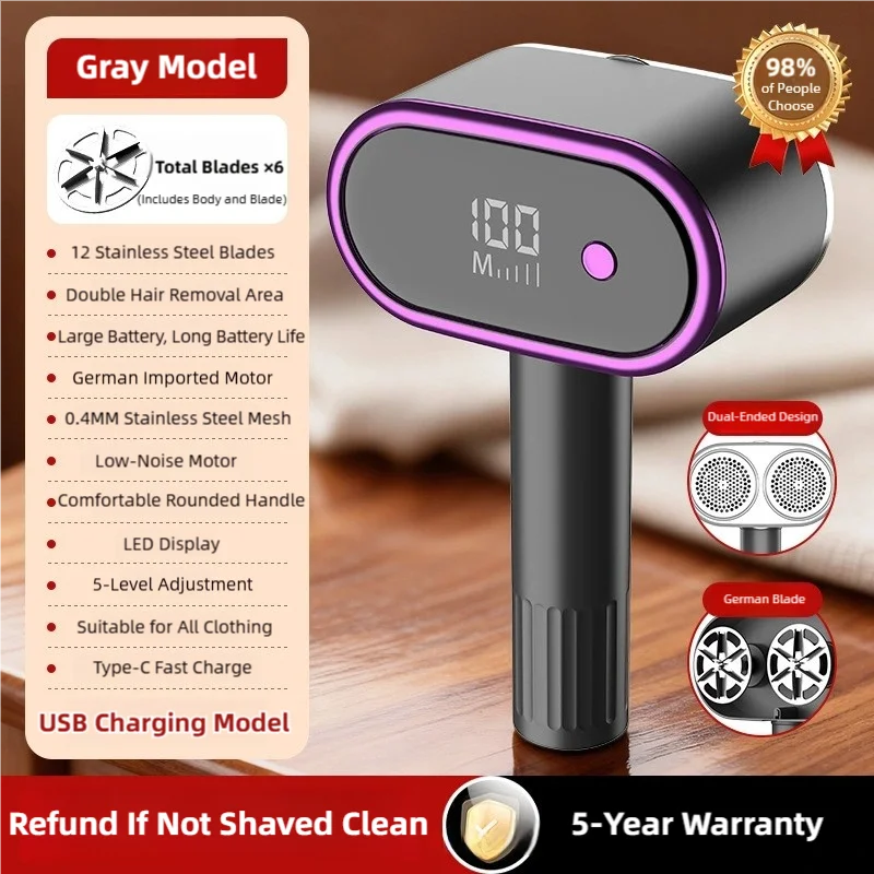 TINSOL Dual-Head Electric Lint Remover Digital Display Lint Remover Multi-Functional Clothing Sweater Lint Remover