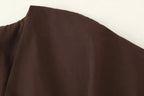 KONDALA 2026 Spring Summer Vintage Women Dress Fashion Single Breasted Sashes Draped V Neck Sleeveless Chic Brown Ladies Dresses