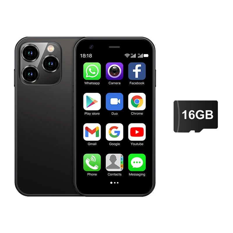 SERVO 15SE Mini Smartphone 3G WCDMA WiFi Hotspot Android OS Play Store WhatsAPP 2GB+16GB 2 SIM Card 3.0" Super Small Smart Phone