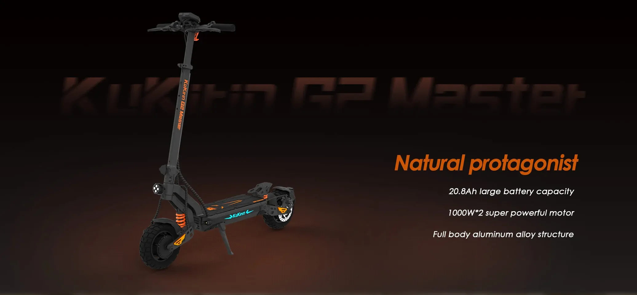 KuKirin G2 Master Electric Scooter 1000W*2 Dual Motor 52V 20.8Ah 60km/h Max Speed Front&Rear Disc Brake Hydraulic Shock Absorber