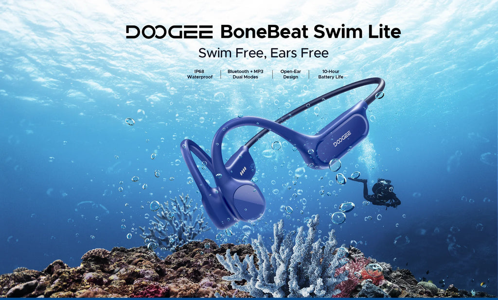 DOOGEE BoneBeat Swim Lite Bone Conduction Sports Headphones Bluetooth 5.4 Wireless Earphone Waterproof Headset For swimming