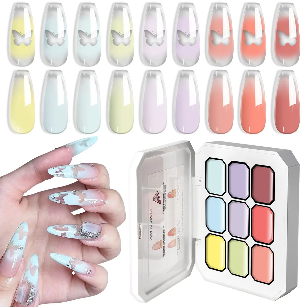 LIMEGIRL Gradient Gel Set Semi Permanent-High Glossy-Gradient-Colorful Nail Gel Polish Kit Soak Off Varnish for Nail Art Design