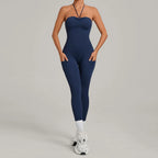 Women's Yoga Jumpsuits Sports Fitness One-piece Beauty Back Strap Pocket Hip-lifting Slim Fit Running Workout Training Bodysuits