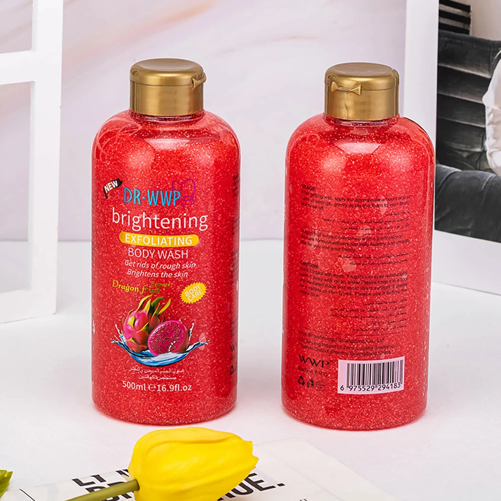 500ml Rose Kojic Acid Lavender Shower Gel Deep Cleansing Brighten Skin Scrub Body Wash Exfoliator Body Care Fragrance Skincare