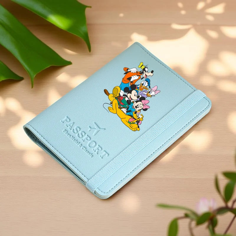 Mickey and Minnie Passport Wallet, Passport Holder, Travel Card Holders with Drawstring Closure for Holiday Use & Travel Commute