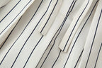 HH Women Spring New Fashion Vintage Versatile Beige Striped Puffy Sleeve Shirt+High Waisted Loose Pleated Casual Long Pants Set