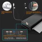 Monitor Stand Riser, With Foldable, Height Adjustable Computer Stand, Desk Shelf Riser with Storage Drawer &Tablet Phone